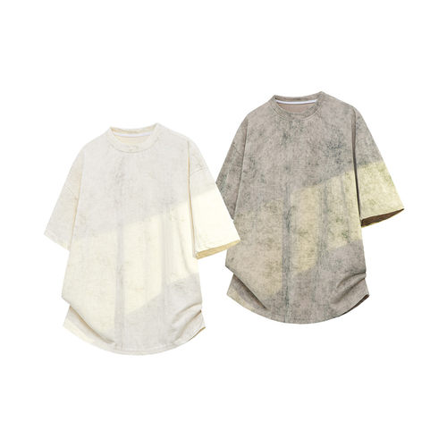 5XL 蜡染短袖男休闲美式重磅宽松落肩短袖t恤男 DX363-特P28