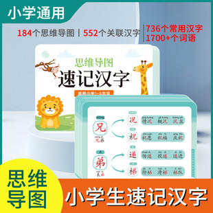 抖音同款小学生语文认识汉字偏旁部首思维导图快速记汉字识字卡片