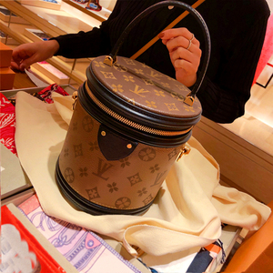 lv0正品真皮发财桶水桶包