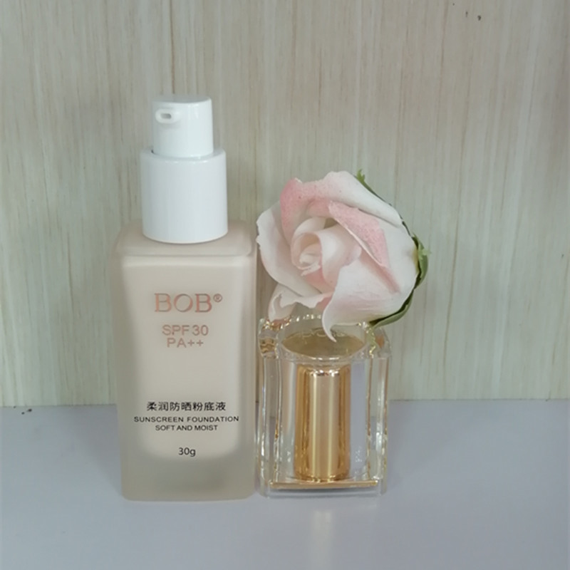 BOB柔润防晒粉底液30g象牙白SPF30/PA+遮瑕修饰轻盈服帖四季日常
