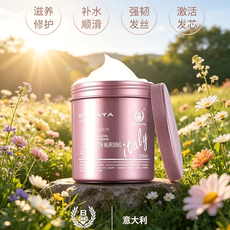 博睿雅致臻巴西果籽油柔丝顺滑护发膜950ml改善干燥枯黄柔顺滑