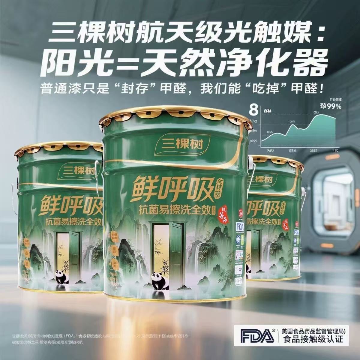 三棵树抗甲醛净味环保抗菌易擦洗全效新升级内墙乳胶漆