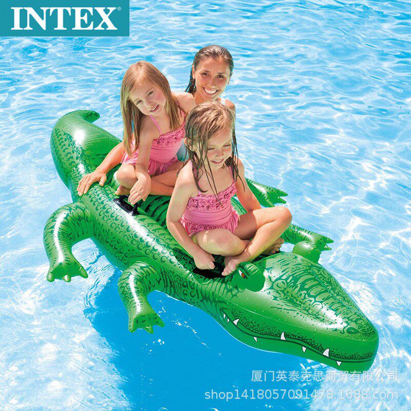 intex 58562双人鳄鱼座骑 儿童水上成人 游泳圈现货 坐骑玩具