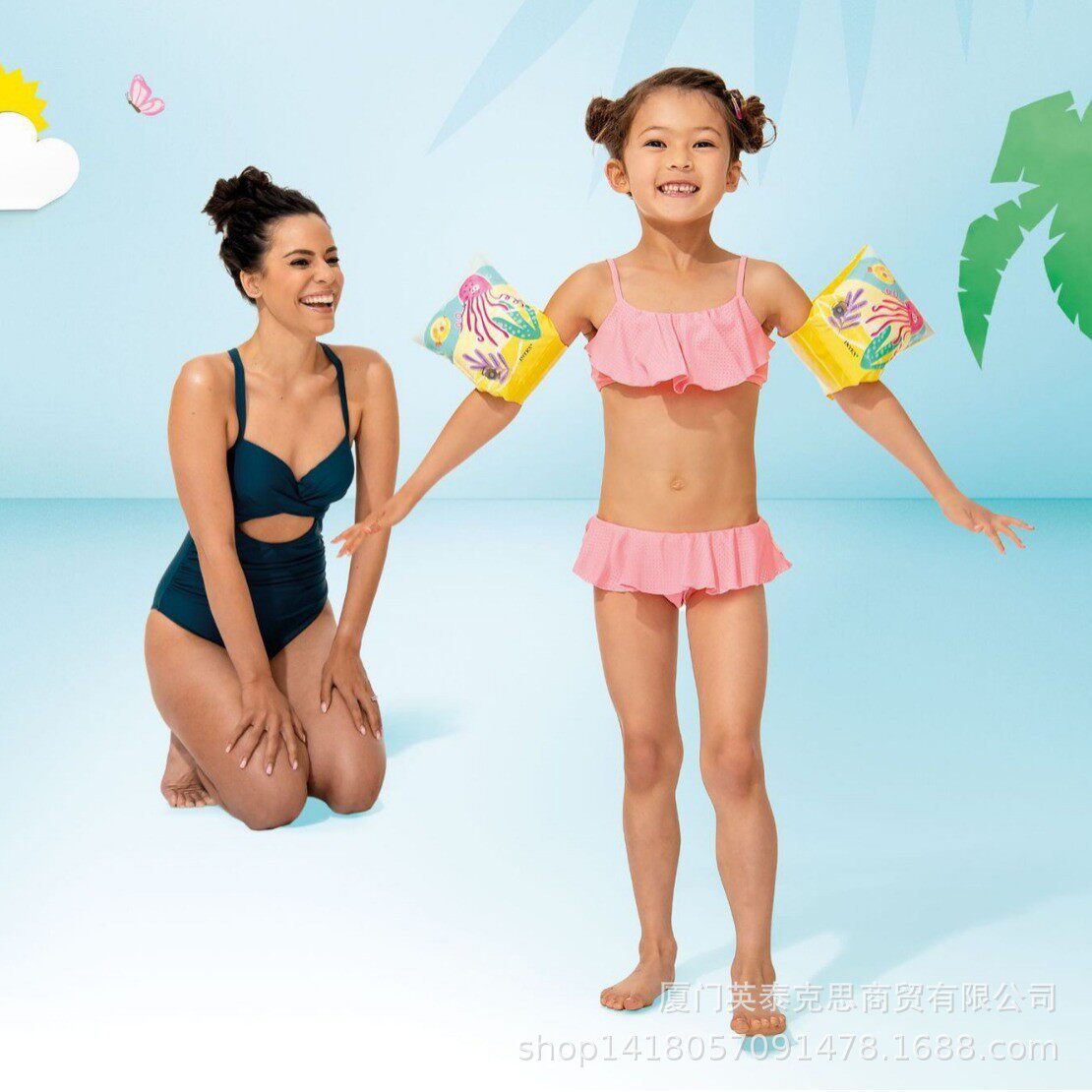 intex 58652趣味鱼手臂圈充气水袖小孩游泳幼儿水上儿童款用品