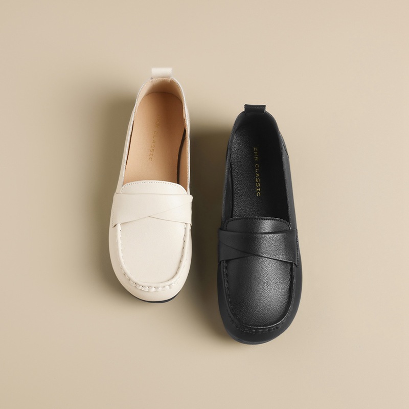 乐福鞋黑色通勤鞋豆豆鞋