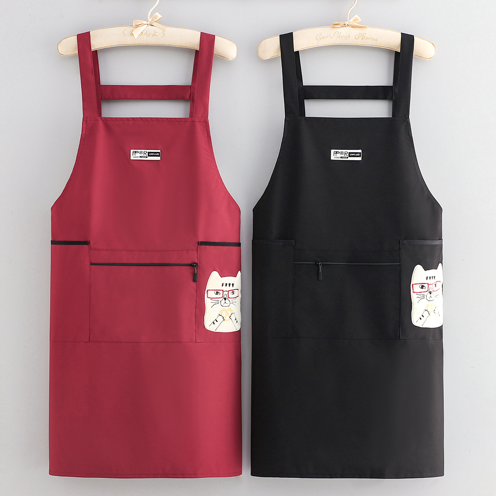 新款简约防水防油围裙厨房家用男女定制印字logo餐饮上班咖啡厅
