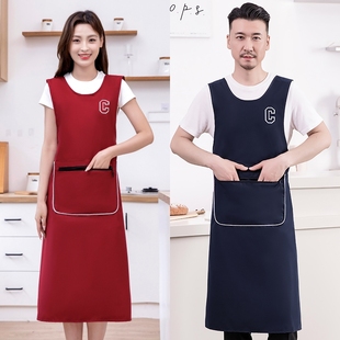 加长过膝围裙加肥男女通用家用厨房做饭防水防油工作服定制印字