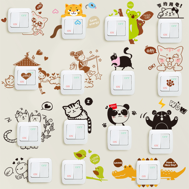 卡通可愛開關貼牆貼插座裝飾貼可移除創意婚房牆壁開關貼紙pvc在類目 家居飾品, 貼飾, 開關貼中 - 來自Buy2taobao.com提供專業的淘寶代購服務