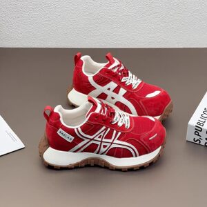2026新款爆款红色厚底老爹鞋女阿甘德训鞋户外休闲运动鞋轻便潮鞋
