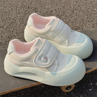 奶fufu魔术贴厚底增高小白鞋女2026新款春季百搭休闲运动鞋大头鞋