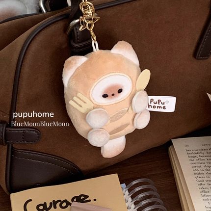 原创正版馒头猫pupu小面包挂件可爱包挂韩系毛绒礼物毛绒挂件公仔
