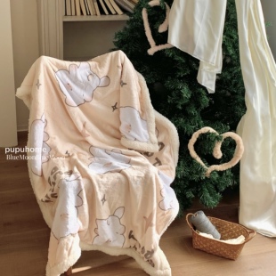 pupuhome【暖暖猫毯周年返场】牛奶绒羊羔毛午睡沙发毯可爱毛毯