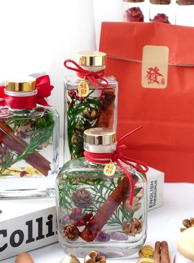 肉桂生财浮游花diy财料包招财无火香薰摆件乔迁送礼新中式