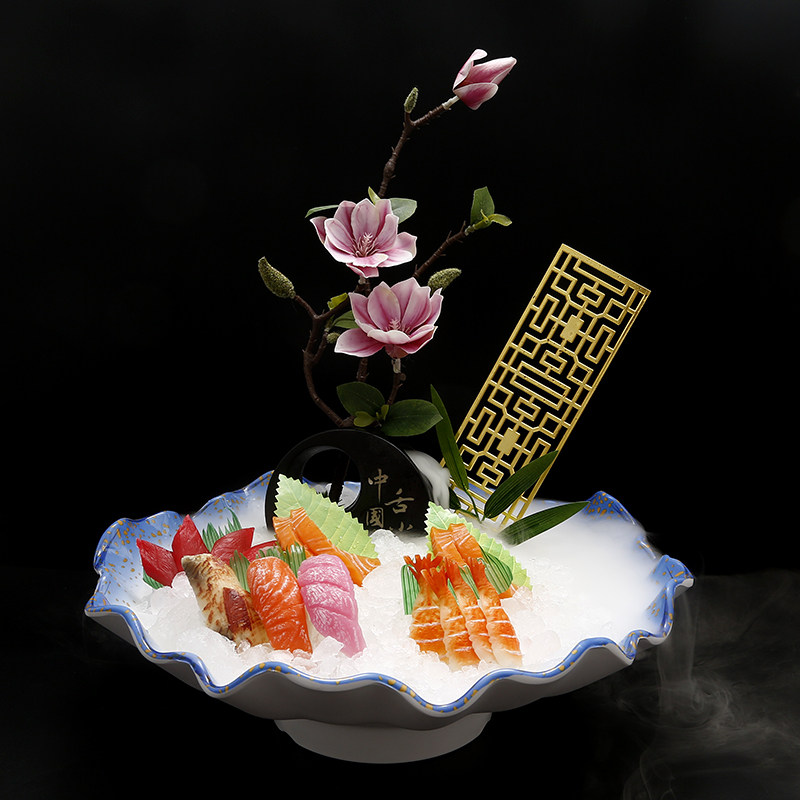 三文鱼高端密胺鱼生海鲜姿造异形盘子创意刺身冰盘刺身盘日料餐具