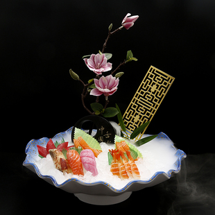 三文鱼高端密胺鱼生海鲜姿造异形盘子创意刺身冰盘刺身盘日料餐具