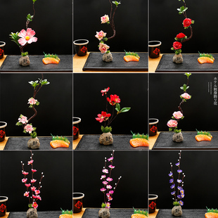 酒店菜品刺身装饰围边菜创意餐厅点缀摆盘仿真花草意境盘饰小摆件