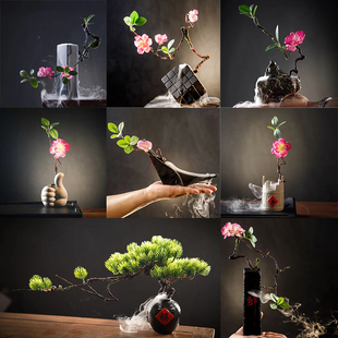 酒店餐厅菜品摆盘装饰花草刺身海鲜姿造盘饰日式寿司点缀创意摆件