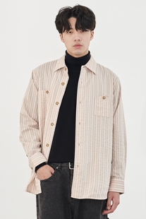 Liberty Kostume 断码福利 衬衫春秋冬条纹休闲长袖男女沙漠骆驼