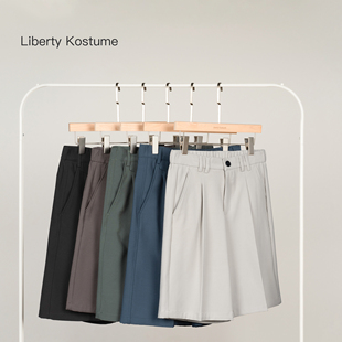 Kostume 裤 春夏休闲短裤 短中西装 男 男纯色宽松直筒五分裤 Liberty