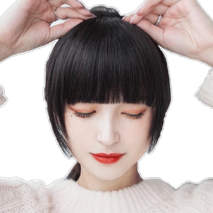 真发加厚齐刘海前额假发片女头顶平刘海蓬松漫画假刘海鬓角假头帘