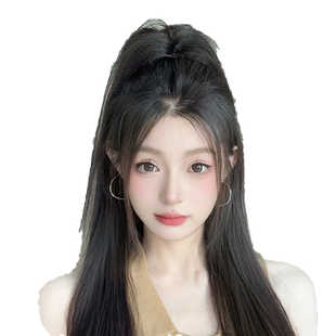 瀑布半扎马尾假发女喷泉高马尾抓夹式辣妹女团同款假马尾仿真辫子
