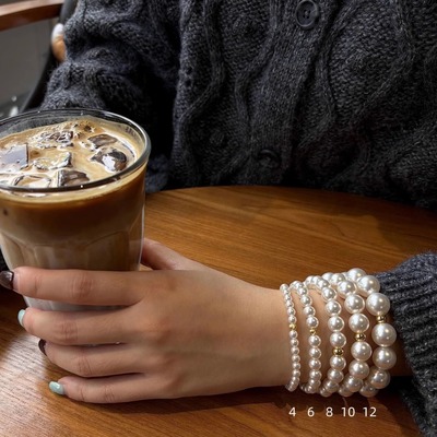 925银澳白珍珠手串女转运珠深海澳母贝珍珠叠戴轻奢小众正圆强光