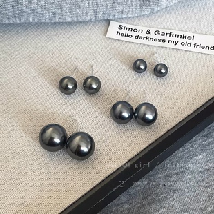 倪妮同款珍珠耳钉大溪地孔雀绿珍珠耳钉女925银黑珍珠耳钉ins小众