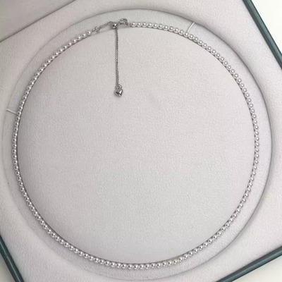 赵丽颖同款925银超细澳白色珍珠项链女气质时尚小米珠锁骨链颈链