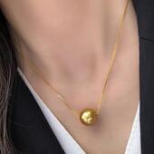 925银南洋金珠吊坠珍珠路路通项链浓金色珍珠深金法式 珍珠老钱风