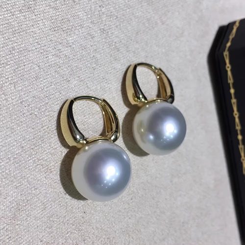 马凡舒同款高级感珍珠耳环澳白大珍珠耳挂法式轻奢小众珍珠耳饰女