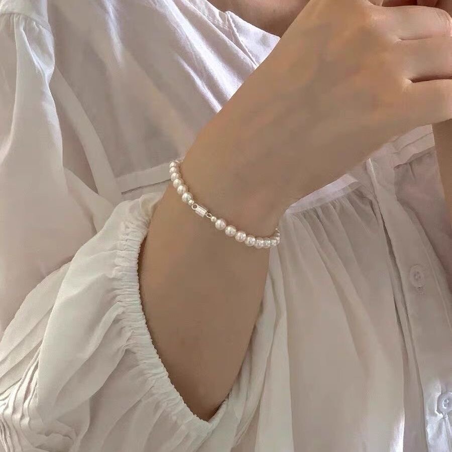 ins同款小米珠手链深海母贝小珍珠手链baby珠迷你珍珠手链磁吸扣