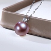 925银紫罗兰珍珠吊坠香芋紫珍珠王妃吊坠项链紫薰衣草戴妃锁骨链