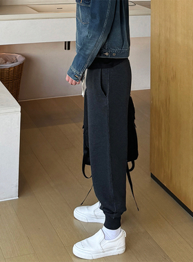 2025秋冬纯棉抽绳针织卫裤束脚卫裤 男女潮牌运动裤潮流休闲裤子