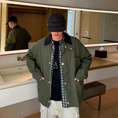 美式 风衣 军绿色猎装 强防水灯芯绒翻领复古老钱风工装 夹克外套男士