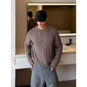 END 绞花圆领毛衣男 Napier羊绒羊毛混纺经典 HOMME lp高端秋冬新款