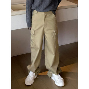 直筒裤 日本进口高支高密水洗帆布卡其色工装 男 HOMME END