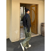 复古军绿色工装 新款 休闲裤 日产面料美式 男 秋季 水洗直筒伐木裤 子