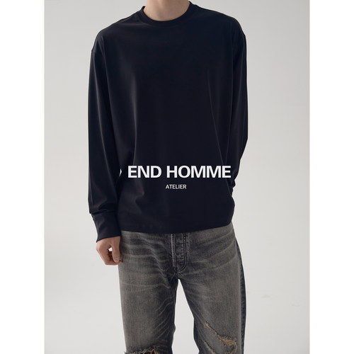 END HOMME JCLP美国进口皮马棉松弛垂感滑爽圆领宽松长袖T恤男夏