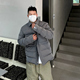式 冬季 复古灰色小方领宽松白鹅绒衬衫 羽绒服男轻量廓形羽绒夹克