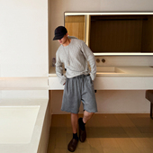 新款 亲肤舒适 简约坑条凹凸肌理感纺纱全棉套头长袖 秋季 针织衫 男