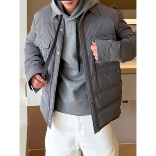 HOMME 羽绒服外套冬季 90白鹅绒超轻排骨款 翻领轻薄款 男 美式 END