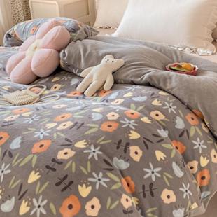 无印良品冬季 牛奶绒被套单件加厚双面绒法兰绒被罩单人双人被子套