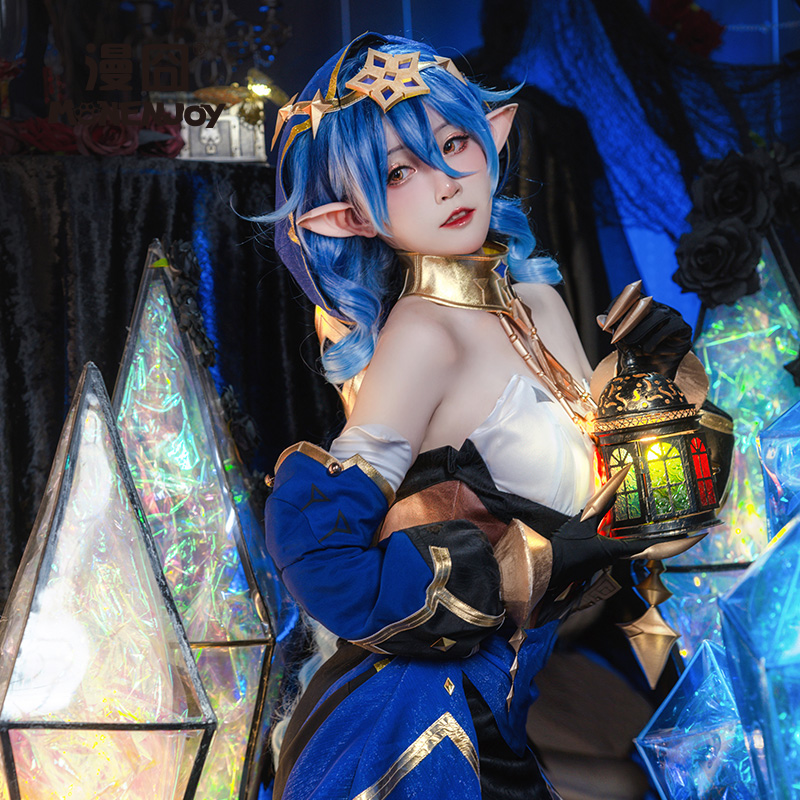 【漫囧】原神cos 莱依拉 须弥绮思晚星 冰蓝渐变cosplay假发