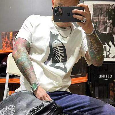 高端丝光冰丝棉打底衫圆领短袖T恤男型时尚休闲简单潮牌欧货冰爽
