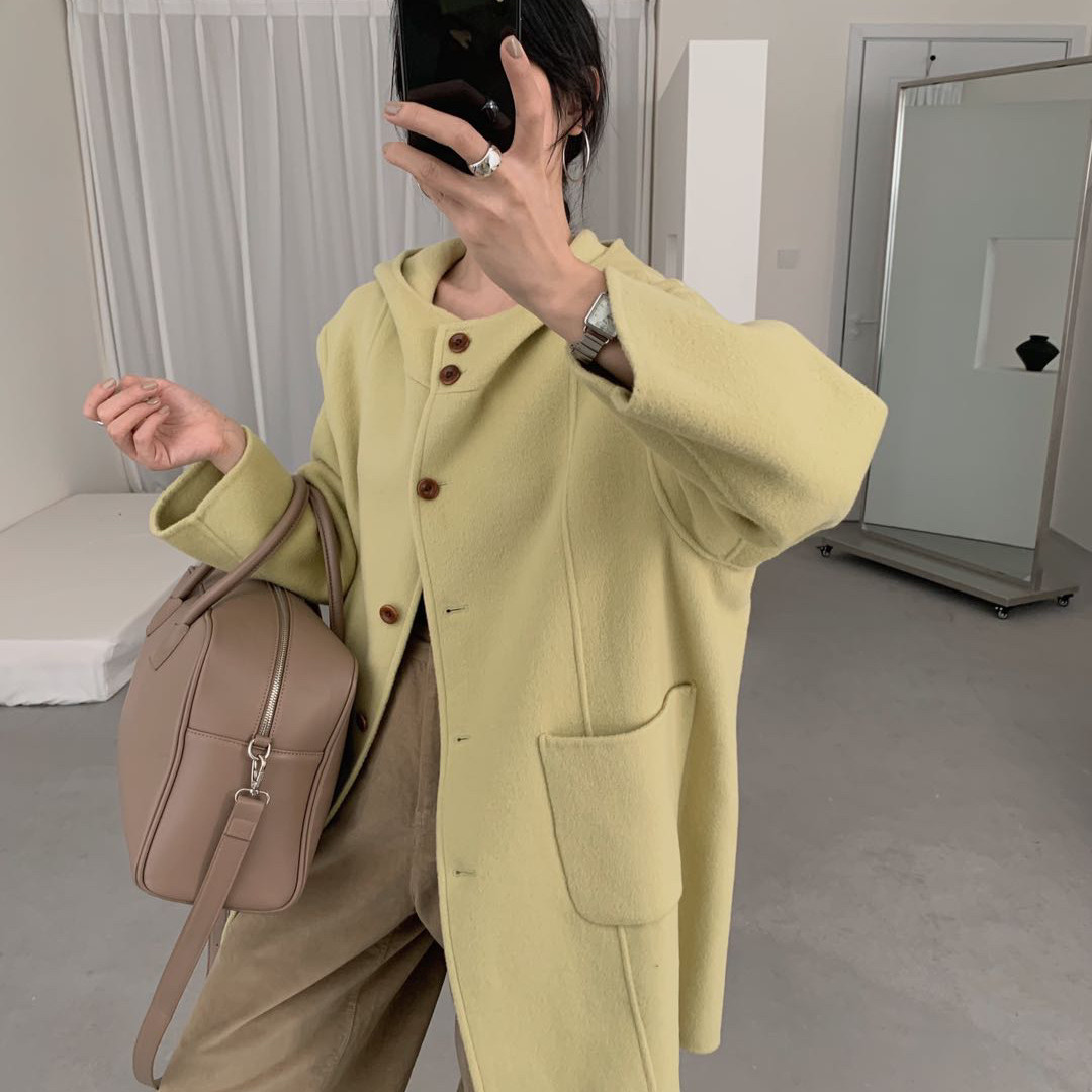 手严选-泡菜馆-韩系简约立领修身羊毛外套（含100绵羊毛）OM2866,女装/女士精品,羽绒服,淘宝优惠券,粉丝福利购,淘宝优惠卷