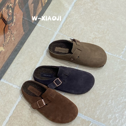 W-小集-冬上新复古风磨砂皮面简约搭扣加绒勃肯鞋YS1-WB-169-48