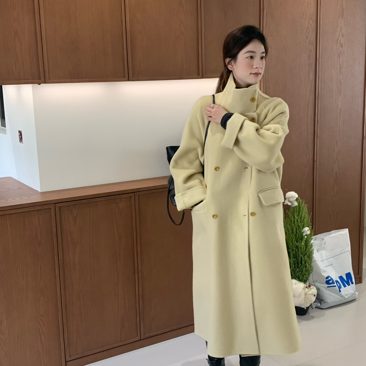 买手严选-泡菜馆-大牌范双排扣长款羊毛外套（含89.9澳毛）S1197,女装/女士精品,羽绒服,淘宝优惠券,粉丝福利购,淘宝优惠卷