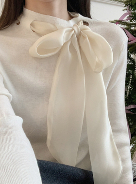 芭妮Bonnet-气质丝巾系带蝴蝶结针织衫（含31.8绵羊毛）N88-53570
