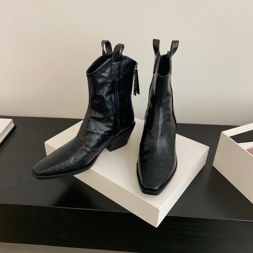 ININS买手店-秋上新IN·INS买手店方头气质时尚小众短靴7533-8