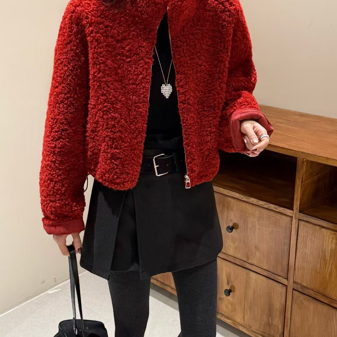 月上衫-小立领羊剪绒女小个子羊羔毛短款短外套QDD6033,女装/女士精品,时尚套装,淘宝优惠券,粉丝福利购,淘宝优惠卷